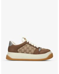 Louis Vuitton Run Away Brand-embroidered Leather And Woven Low-top Trainers  in Blue for Men