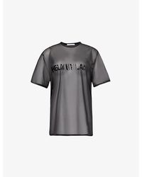Helmut Lang - Brand-text Sheer Mesh T-shirt - Lyst