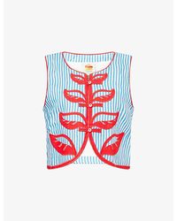 FARM Rio - Sky Stripes Embroidered Linen Top - Lyst