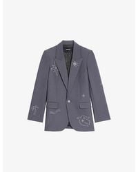 Zadig & Voltaire - Vival Rhinestone-Embellished Stretch-Woven Blazer - Lyst
