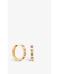 Astrid & Miyu - Ridged 18ct Yellow Gold-plated Sterling-silver And Cubic Zirconia Hoop Earrings - Lyst