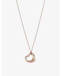 Tiffany & Co. - Elsa Peretti Open Heart Pendant 18Ct Rose- And 0.02Ct Diamond Necklace - Lyst