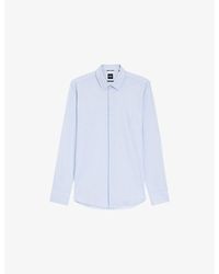 BOSS - Striped Slim-Fit Stretch-Woven Shirt - Lyst