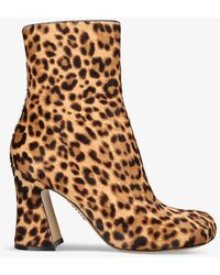 Loewe - Calle Leopard-print Leather Ankle Boots - Lyst