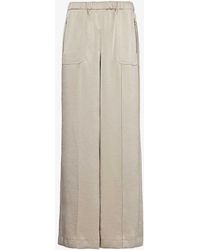 Vince - Patch-pocket Wide-leg Mid-rise Satin Trousers - Lyst