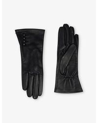 Dents - Natalie Button-Embellishment Leather Gloves - Lyst