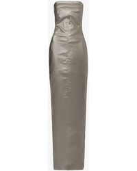 Rick Owens - Metallic Straight-neck Coated-cotton Maxi Dress - Lyst