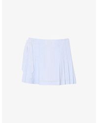 Sandro - Stripe-Print Pleated Stretch-Cotton Mini Skirt - Lyst