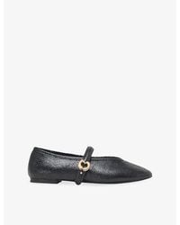 Maje - Logo-Buckle Lizard-Embossed Leather Ballet Flats - Lyst