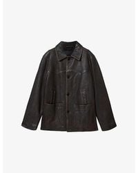 AllSaints - Hartwell Side-Pocket Leather Coat - Lyst