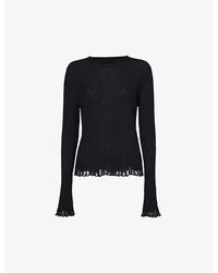 Uma Wang - Distressed Cotton And Silk-blend Knitted Top - Lyst