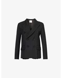 Sacai - Double-Breasted Pleated Relaxed-Fit Woven-Blend Blazer - Lyst