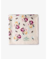 Prada - Floral-print Branded Silk-twill Scarf - Lyst