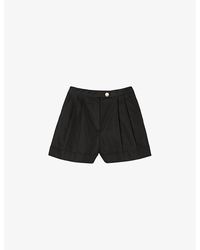 Sandro - Pleated Cotton-blend Shorts - Lyst