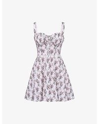 House Of Cb - Calia Floral-Print Stretch-Cotton Mini Dress Xs (A-C Cup) - Lyst