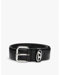 DIESEL - B-1Dr Oval Logo-Buckle Leather Belt - Lyst