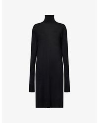 TOTEME - Turtleneck Long-Sleeves Wool And Silk Midi Dress - Lyst