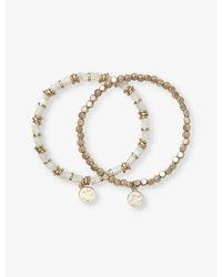 The White Company - Shell Beaded -plated Brass Bracelet Set Of Two - Lyst