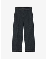 LK Bennett - Ami Wide-Leg High-Rise Cotton Petite Trousers - Lyst