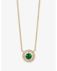 Astley Clarke - May Birthstone 14Ct- Emerald And 0.08Ct Lab-Grown Diamond Pendant Necklace - Lyst