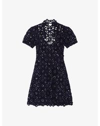 Maje - Sequin-embellished Crocheted Cotton Mini Dress - Lyst