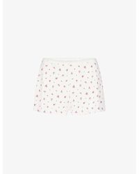 Skims - Soft Lounge Floral-print Lace-trim Stretch-woven Shorts - Lyst