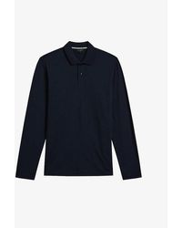 Ted Baker - Enio Long-sleeve Cotton And Cashmere-blend Polo Shirt - Lyst
