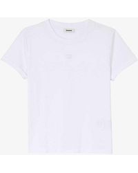 Sandro - Logo-embroidered Relaxed-fit Cotton T-shirt - Lyst