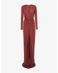 Costarellos - Brienne V-neck Silk-blend Woven Gown - Lyst
