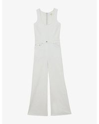 Reiss - Rose Wide-Leg Denim Jumpsuit - Lyst
