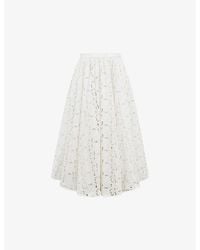 House Of Cb - Francine Broderie-Anglaise High-Rise Cotton Midi Skirt - Lyst