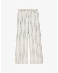 Sandro - Wide-Leg High-Rise Striped Denim Jeans - Lyst