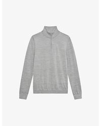 Reiss - Blackhall Zipped Funnel-Neck Merino-Wool Jumper - Lyst
