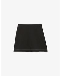 Claudie Pierlot - Contrast-Stitch Straight Woven Mini Skirt - Lyst