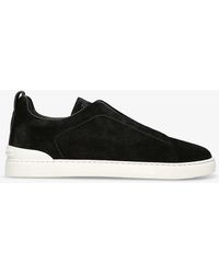 Zegna - Triple Stitch Panelled Suede Low-top Trainers - Lyst