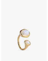 Monica Vinader - Odyssey 18Ct-Plated Vermeil Sterling- Moonstone Ring - Lyst