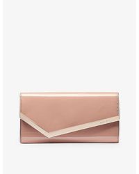 Jimmy Choo - Emmie Logo-engraved Patent-leather Clutch - Lyst