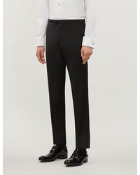 Oscar Jacobson Devon Straight Wool Tuxedo Pants - Black