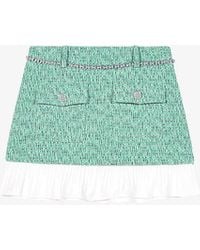 Maje - Chain-embellished Tweed Cotton-blend Mini Skirt - Lyst