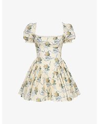 House Of Cb - Rosie Floral-Print Stretch-Cotton Mini Dress - Lyst