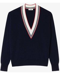Sandro - V-neck Relaxed-fit Wool And Cashmere-blend Jumper - Lyst