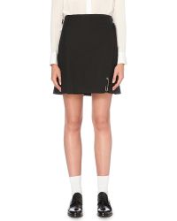 Le Kilt Frayed Wool Skirt - Black