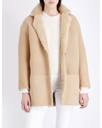 Sandro Glam Shearling Lined Coat - Natural