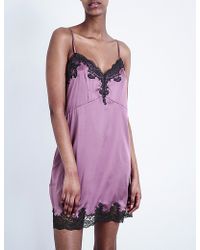 Myla Heritage Silk Stretch Silk-satin Chemise - Purple
