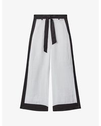 Reiss - Harlow Colour-block High-rise Linen Trousers - Lyst