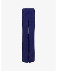 eem - Wide-Leg High-Rise Plisse Woven Trousers - Lyst