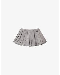 Miu Miu - Pleated Technical Woven Mini Skirt - Lyst