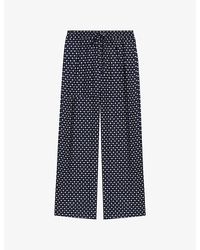 Maje - Abstract-Print Elasticated-Waist Woven Trousers - Lyst