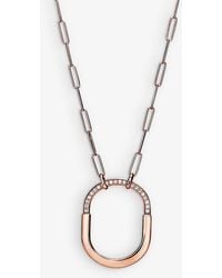 Tiffany & Co. - Tiffany Lock 18ct Rose-gold And 0.43ct Round-brilliant Diamond Pendant Necklace - Lyst