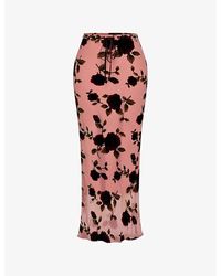House Of Cb - Imaan Floral Velvet Devore-embroidered Stretch-woven Maxi Skirt - Lyst